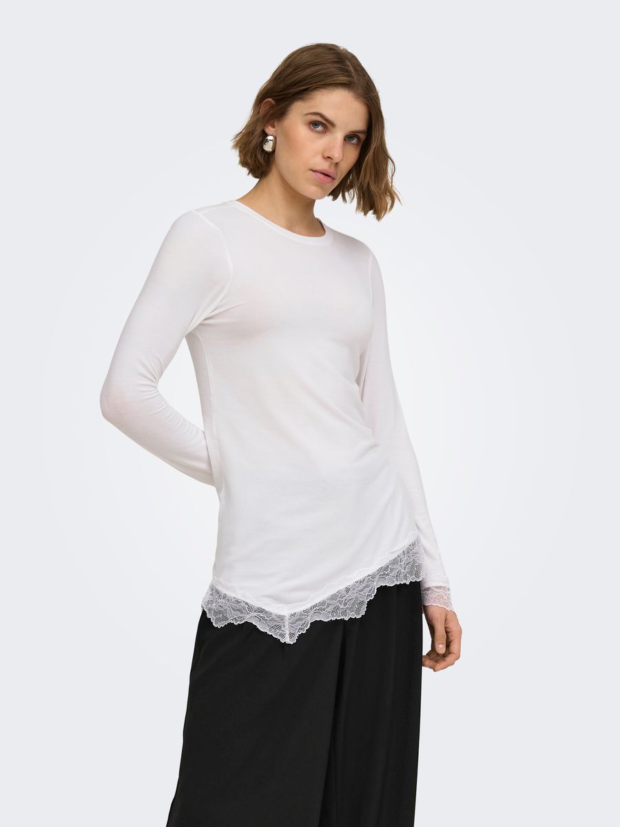 ONLGLAMOUR L/S LACE DETAIL TOP JRS