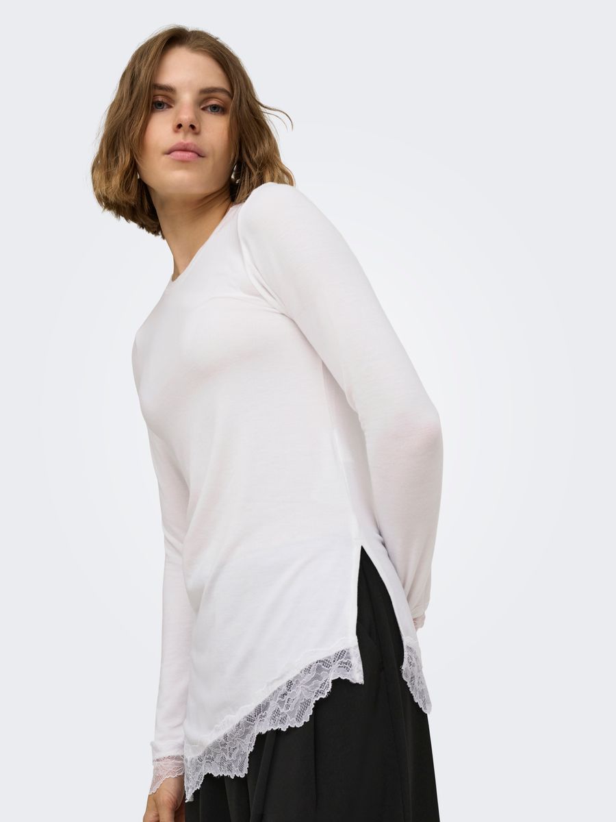 ONLGLAMOUR L/S LACE DETAIL TOP JRS