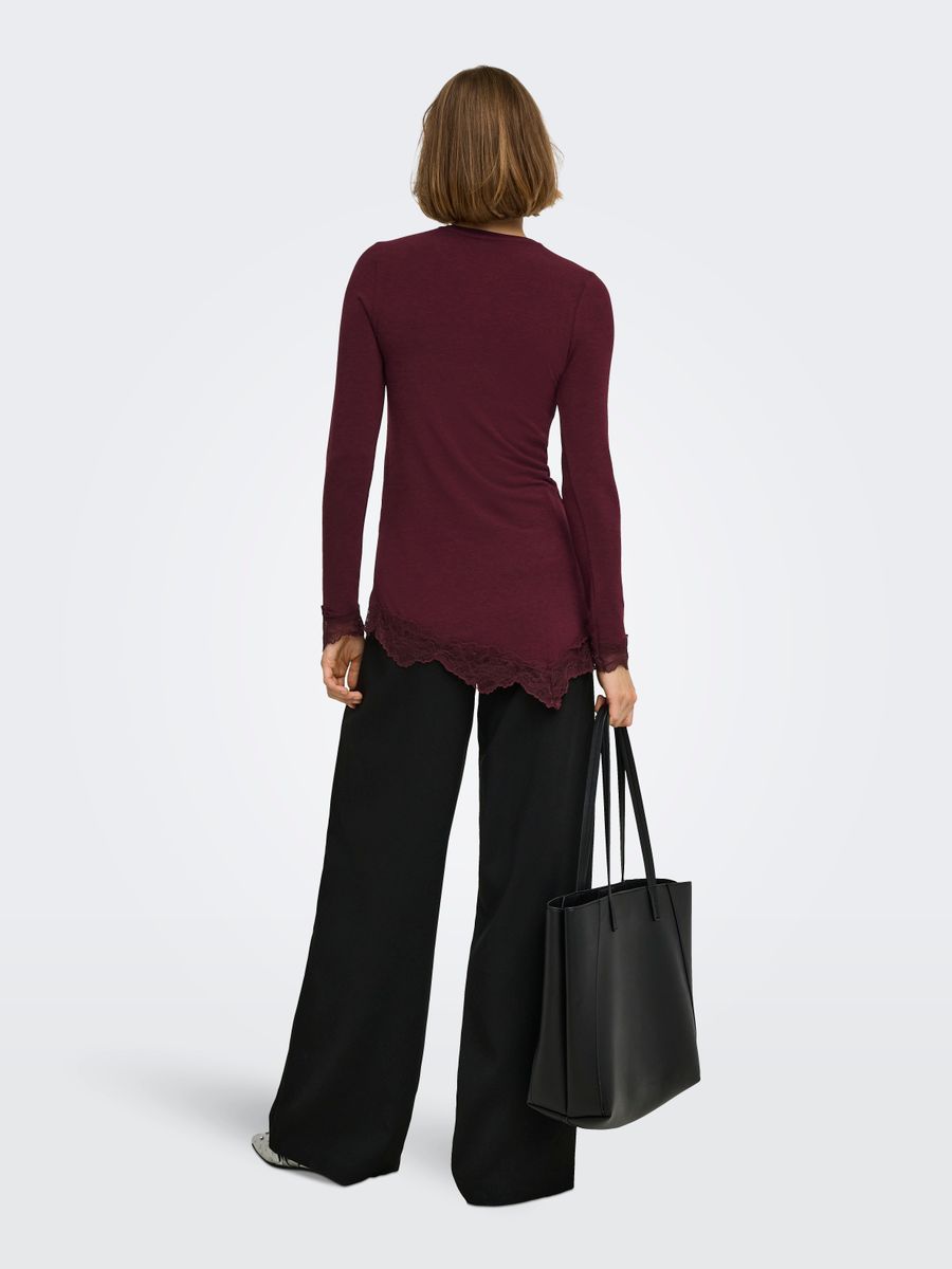 ONLGLAMOUR L/S LACE DETAIL TOP JRS