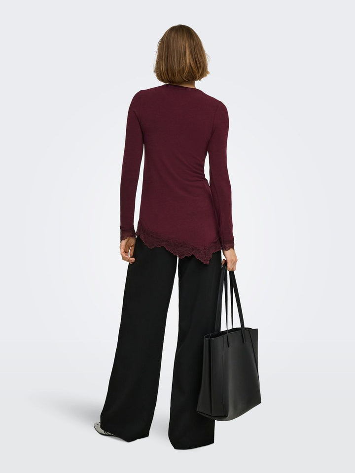 ONLGLAMOUR L/S LACE DETAIL TOP JRS