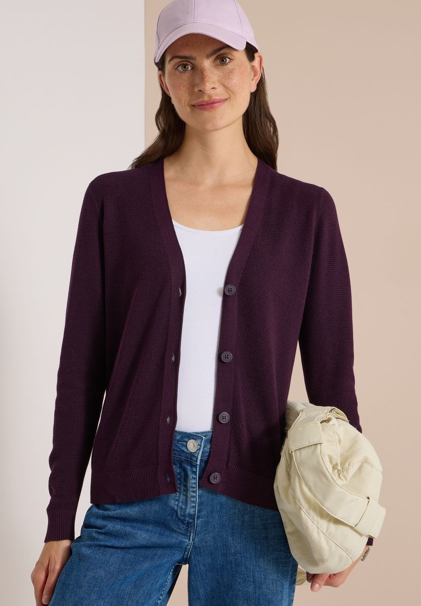 Cardigan mit V-Neck und Struktur