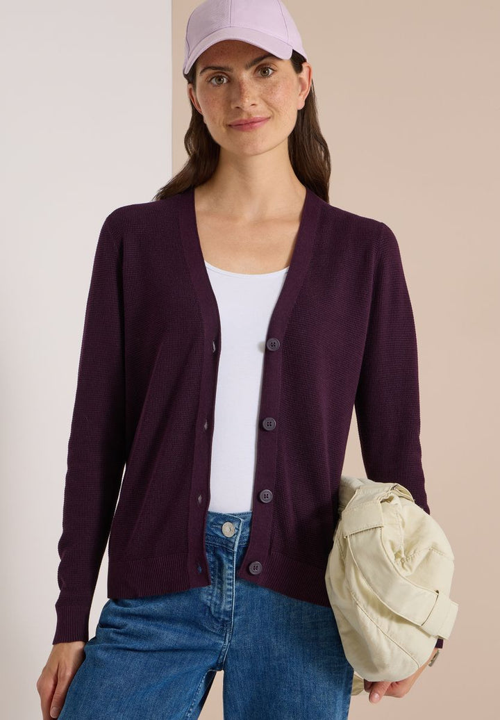 Cardigan mit V-Neck und Struktur