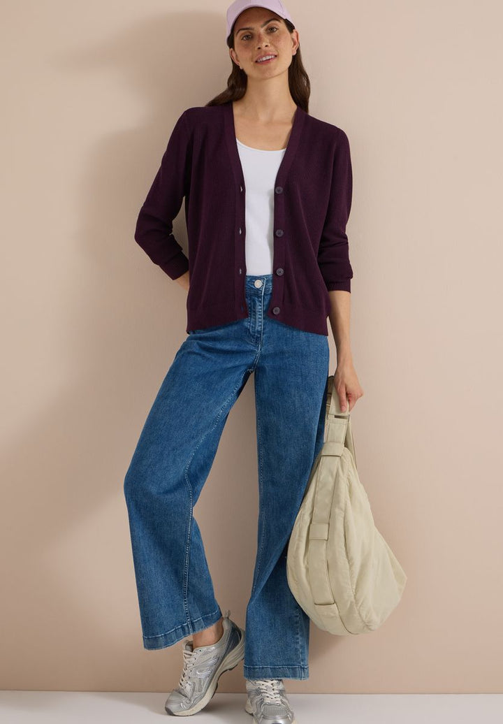 Cardigan mit V-Neck und Struktur