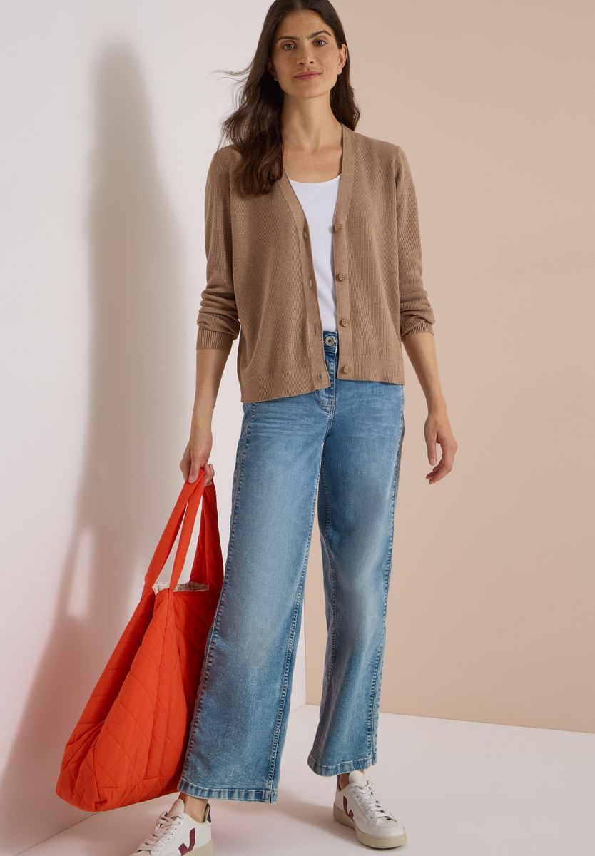 Cardigan mit V-Neck und Struktur