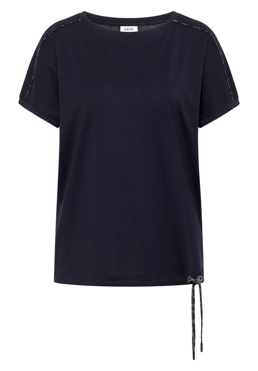 T-Shirt mit Boat Neck und Leo-Piping