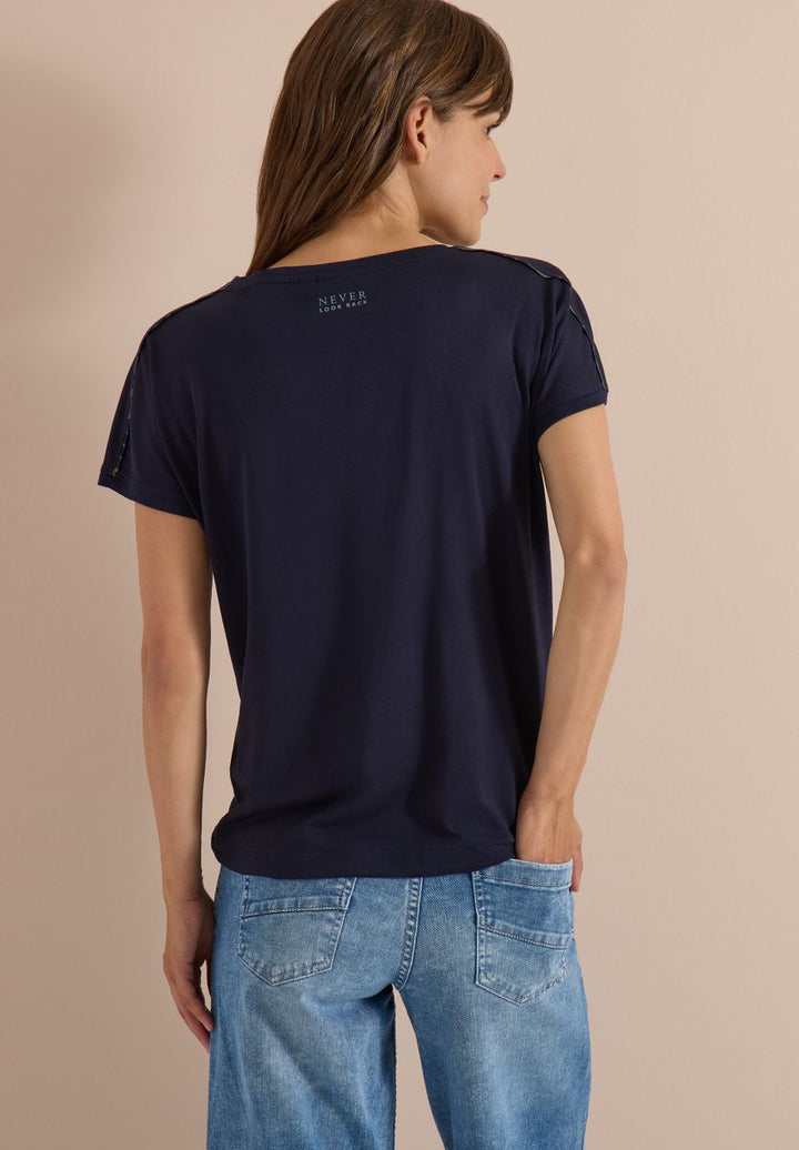 T-Shirt mit Boat Neck und Leo-Piping