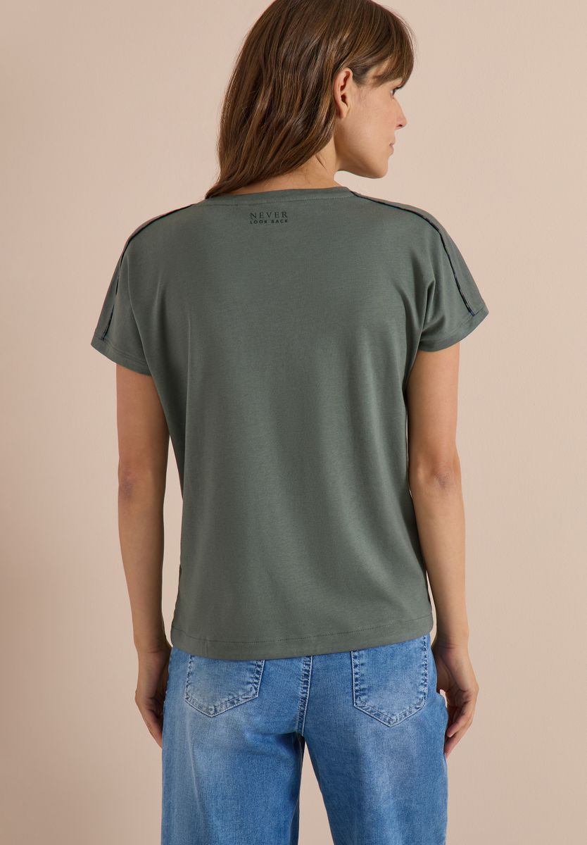 T-Shirt mit Boat Neck und Leo-Piping