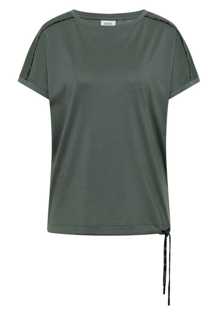 T-Shirt mit Boat Neck und Leo-Piping