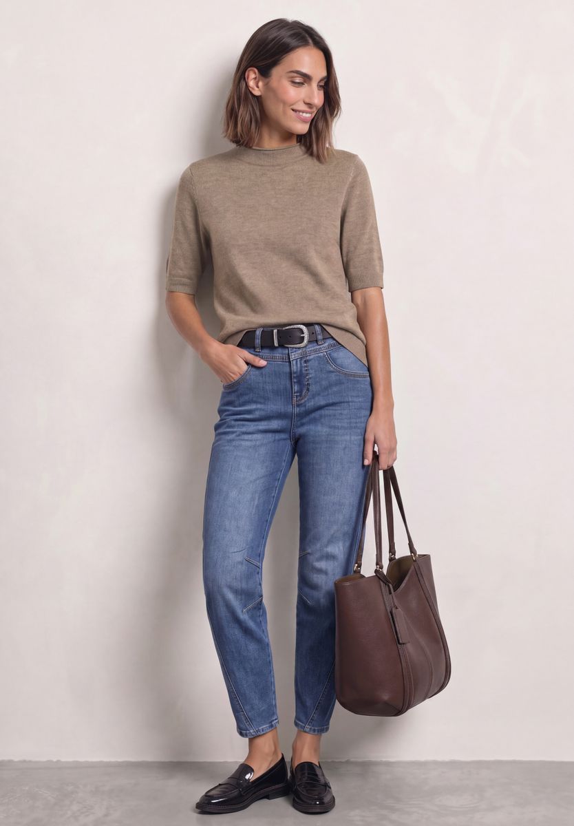 Kurzarm Pullover mit Turtle Neck