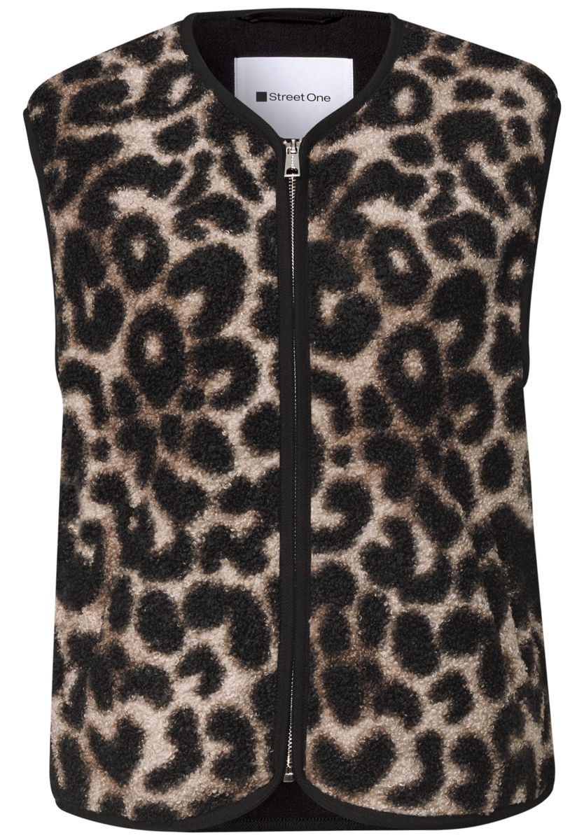 Teddy-Weste mit Zipper und Corddetails