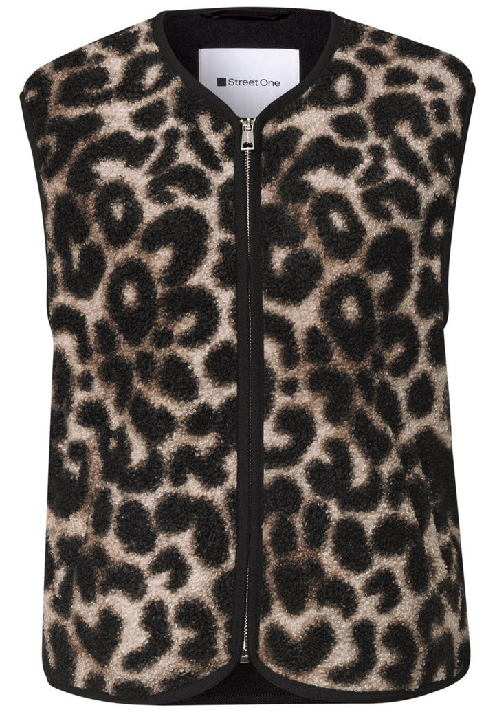 Teddy-Weste mit Zipper und Corddetails