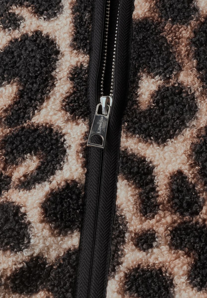 Teddy-Weste mit Zipper und Corddetails