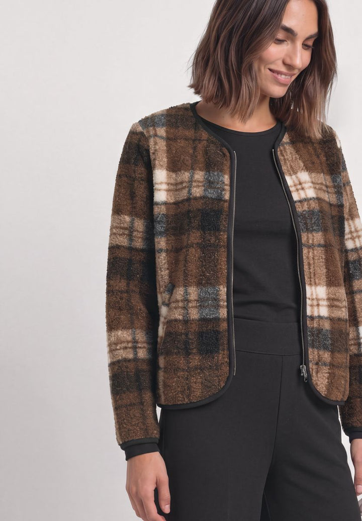 Teddy-Jacke mit Rundhals und Print