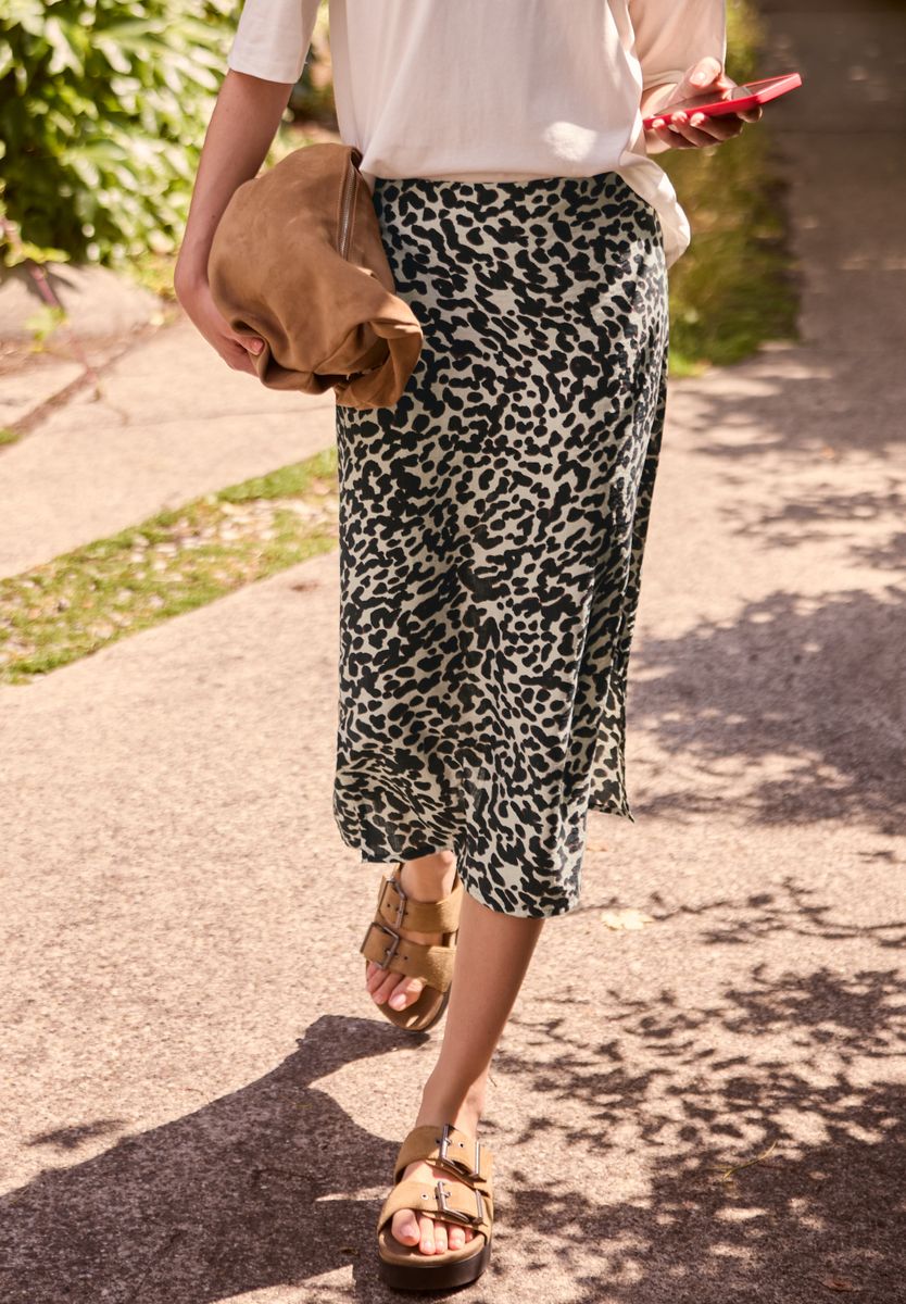 Midirock mit Mid Waist und Print