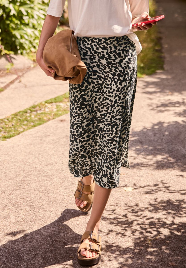 Midirock mit Mid Waist und Print