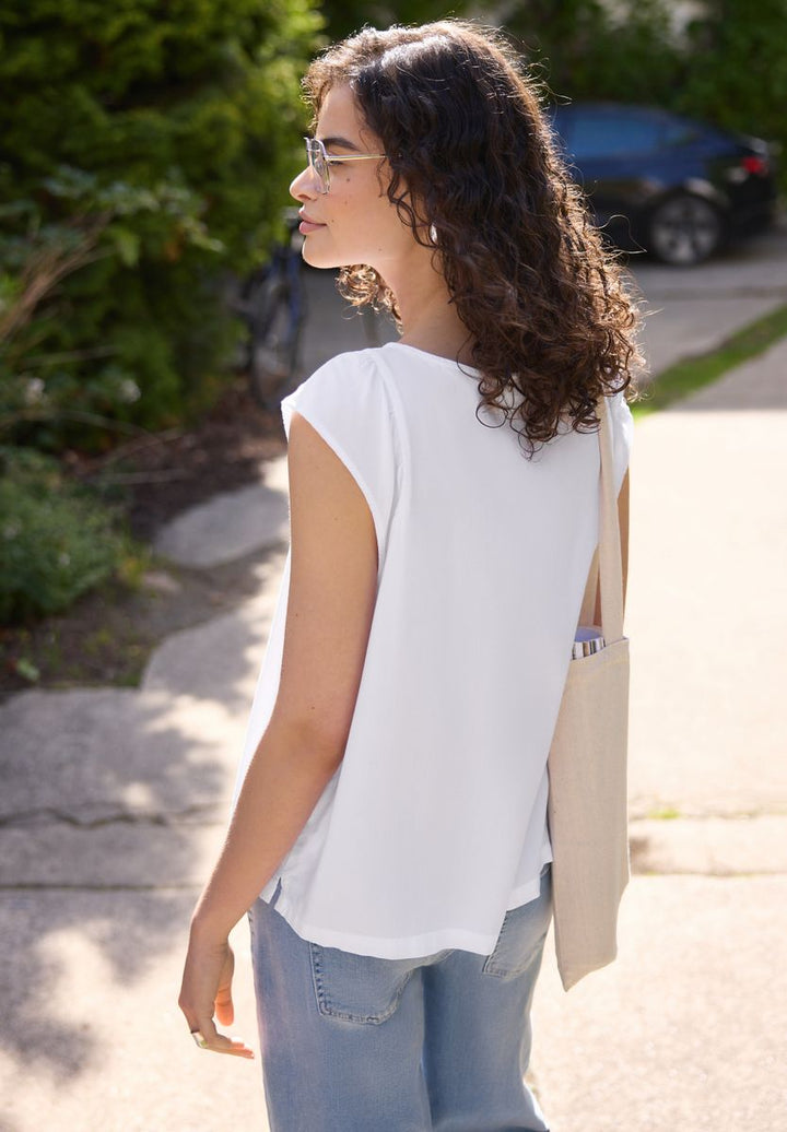 Dropped Shoulder Blusenshirt mit Rundhals