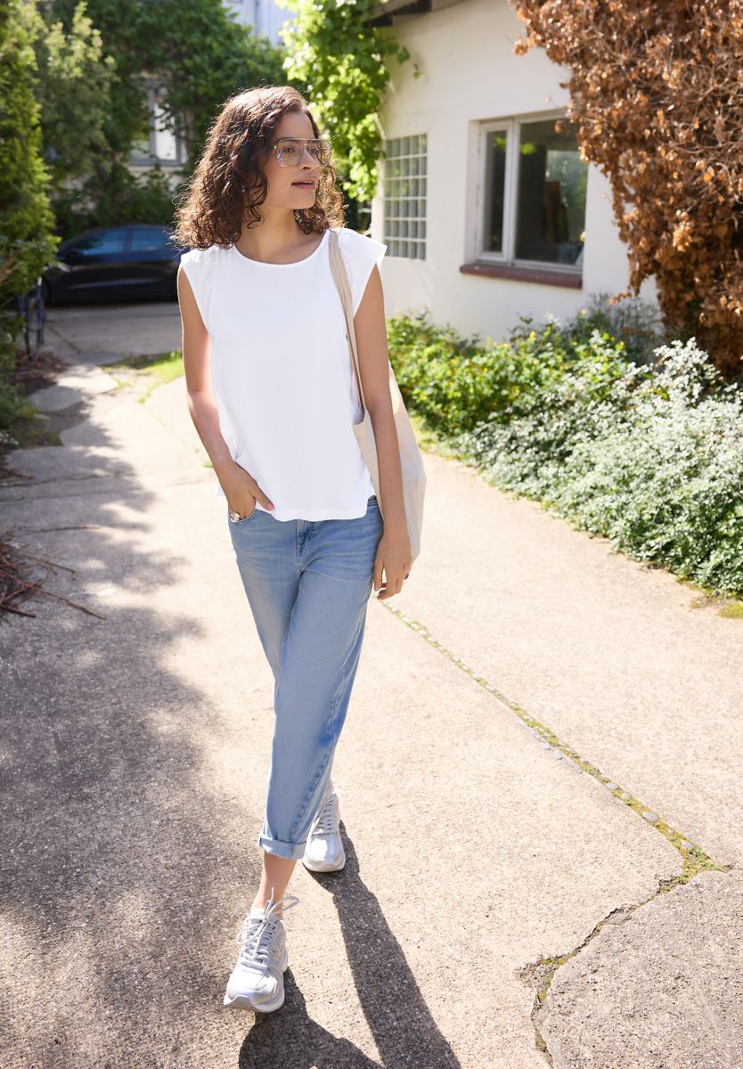 Dropped Shoulder Blusenshirt mit Rundhals