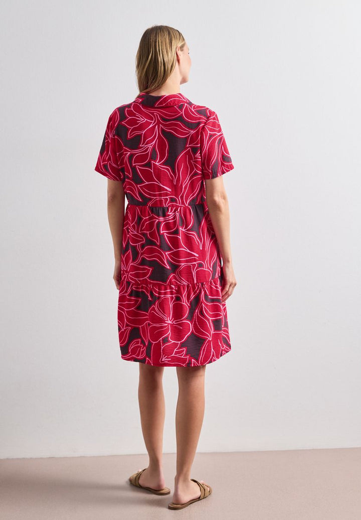 Knielanges Kleid mit Kurzarm und Print