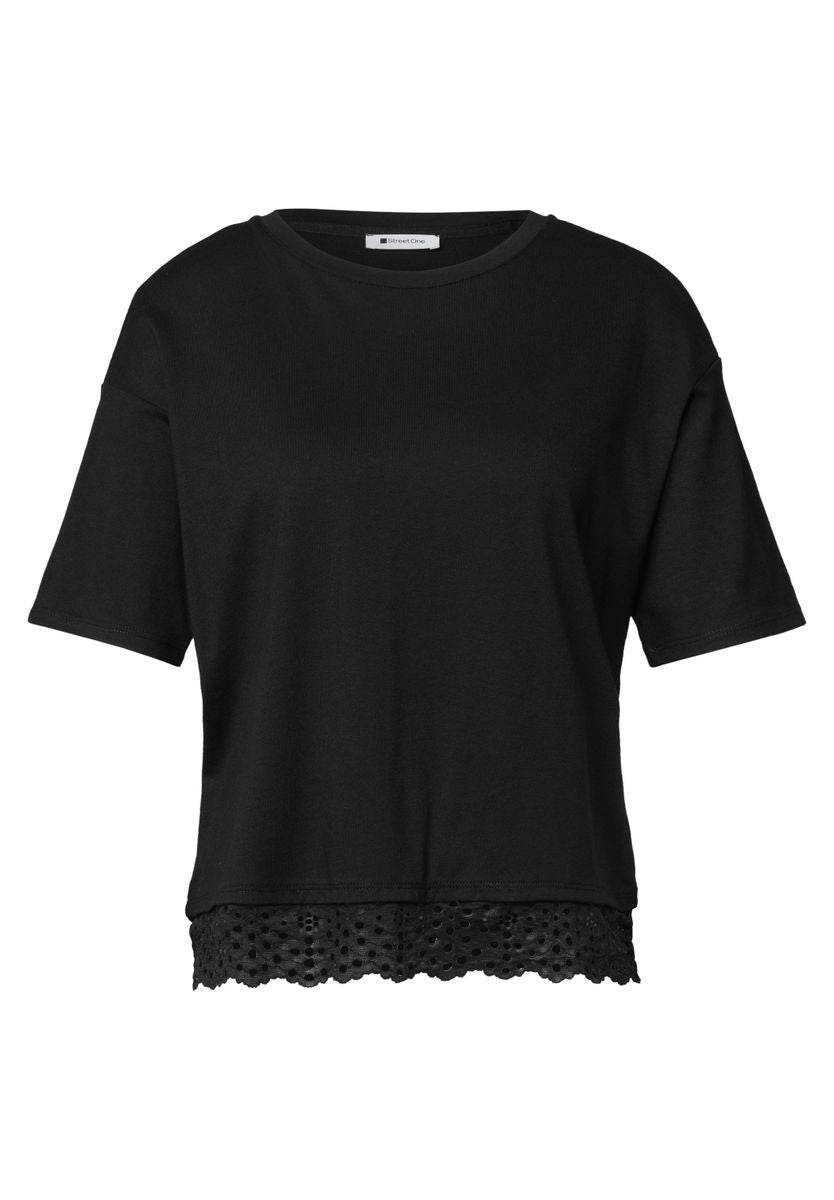 T-Shirt mit Rundhals und Spitze