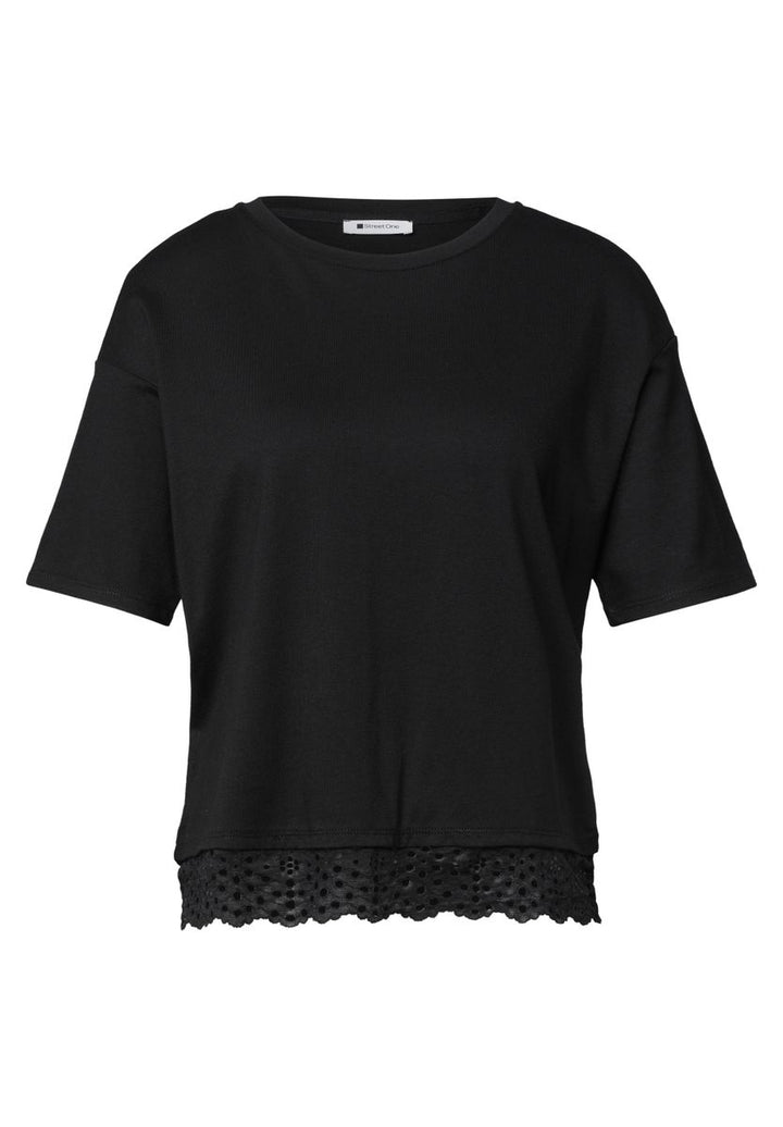 T-Shirt mit Rundhals und Spitze