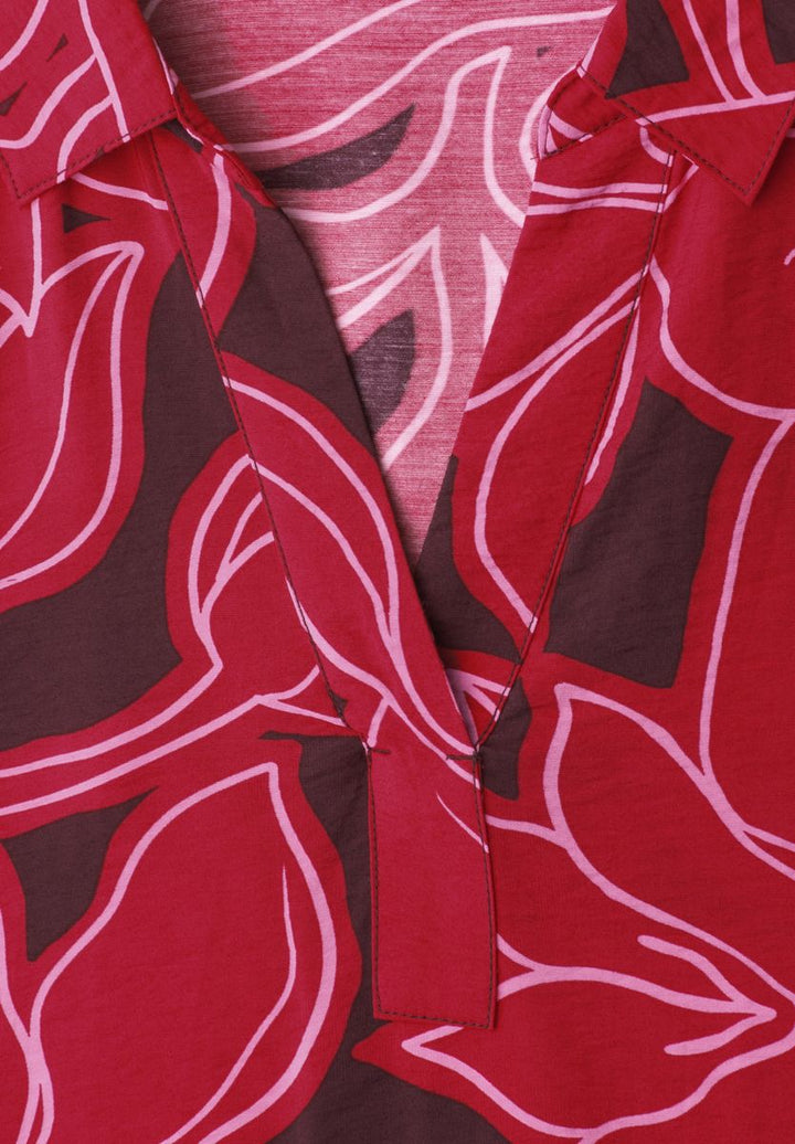 Knielanges Kleid mit Kurzarm und Print