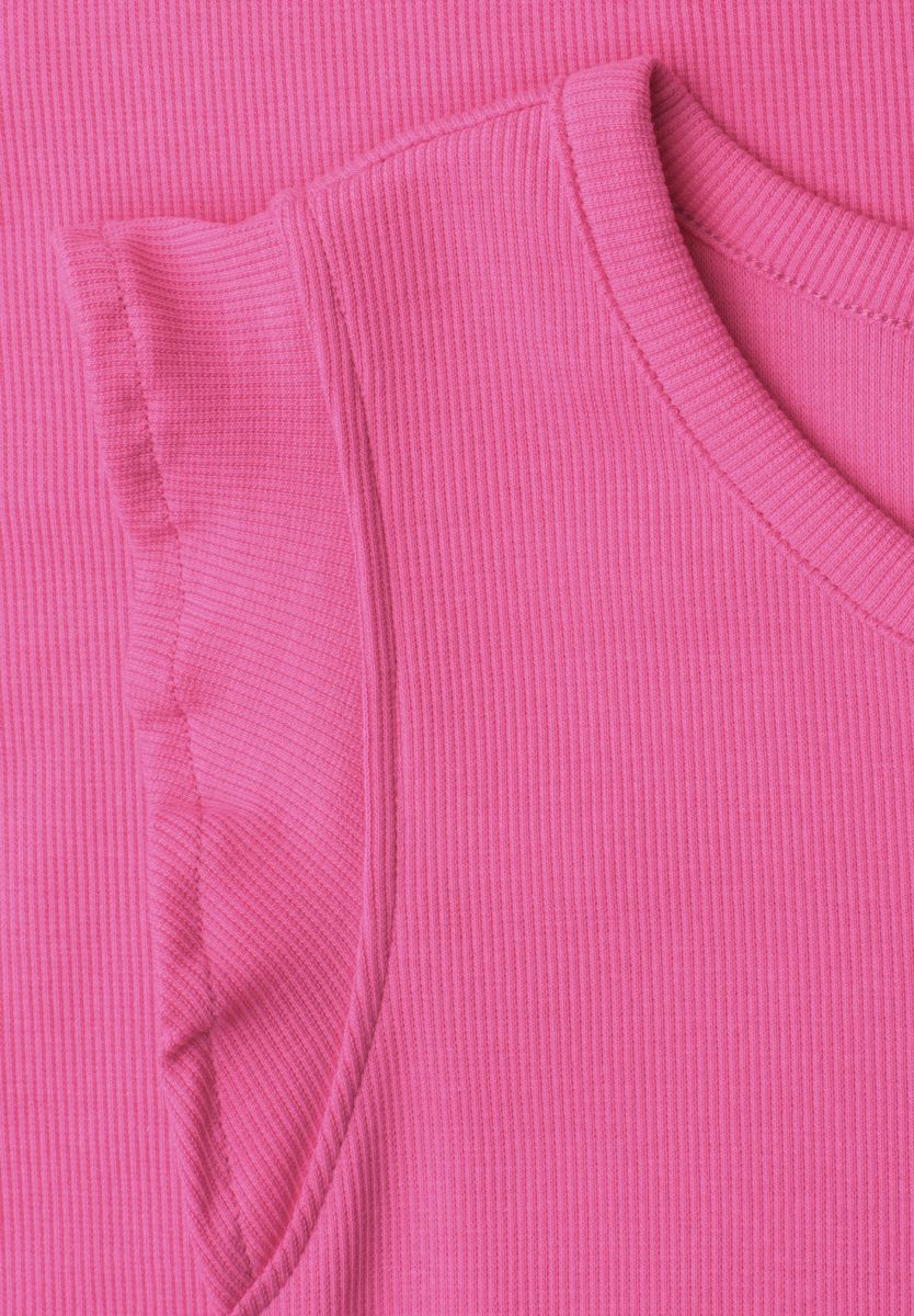 Midikleid mit Rundhals in Unifarbe