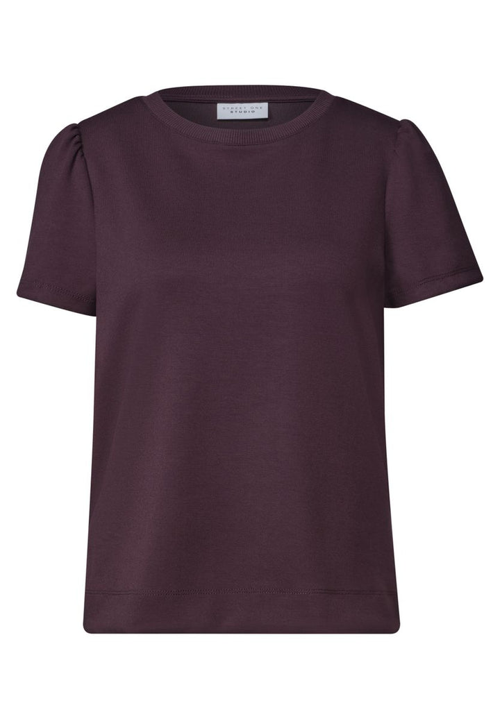 T-Shirt in Unifarbe mit Raffung