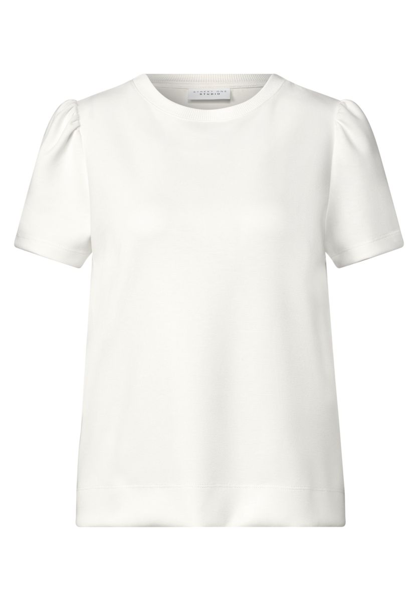 T-Shirt in Unifarbe mit Raffung