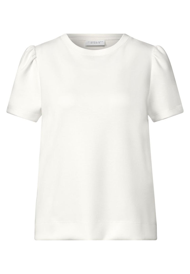 T-Shirt in Unifarbe mit Raffung