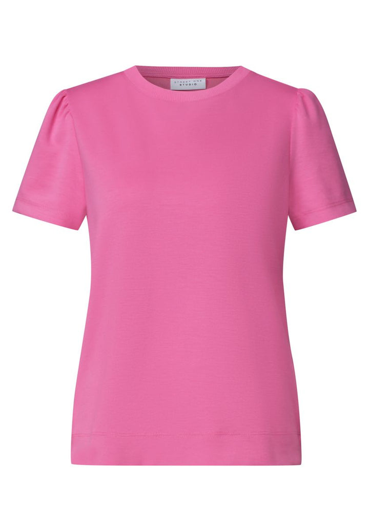 T-Shirt in Unifarbe mit Raffung