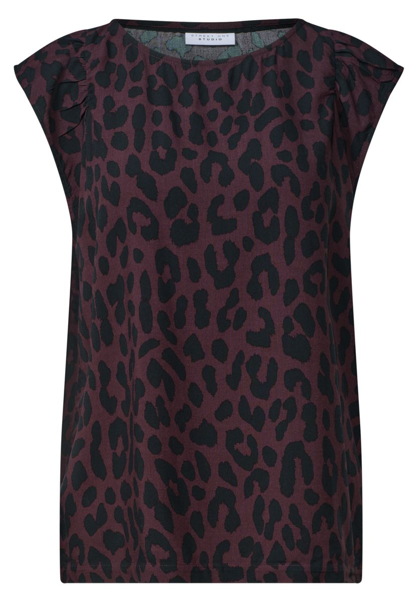 Dropped Shoulder Bluse mit Leo-Muster