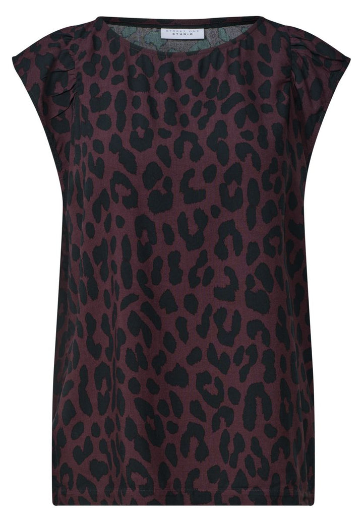 Dropped Shoulder Bluse mit Leo-Muster