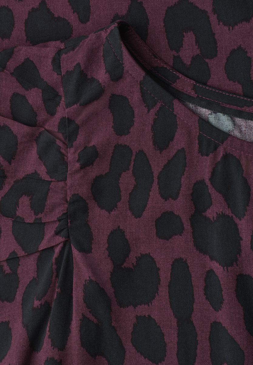 Dropped Shoulder Bluse mit Leo-Muster