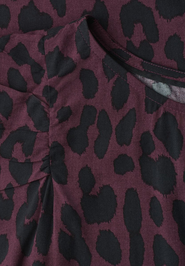 Dropped Shoulder Bluse mit Leo-Muster