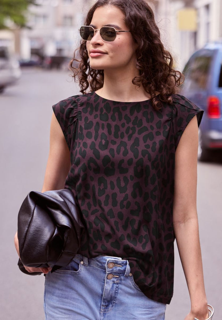 Dropped Shoulder Bluse mit Leo-Muster