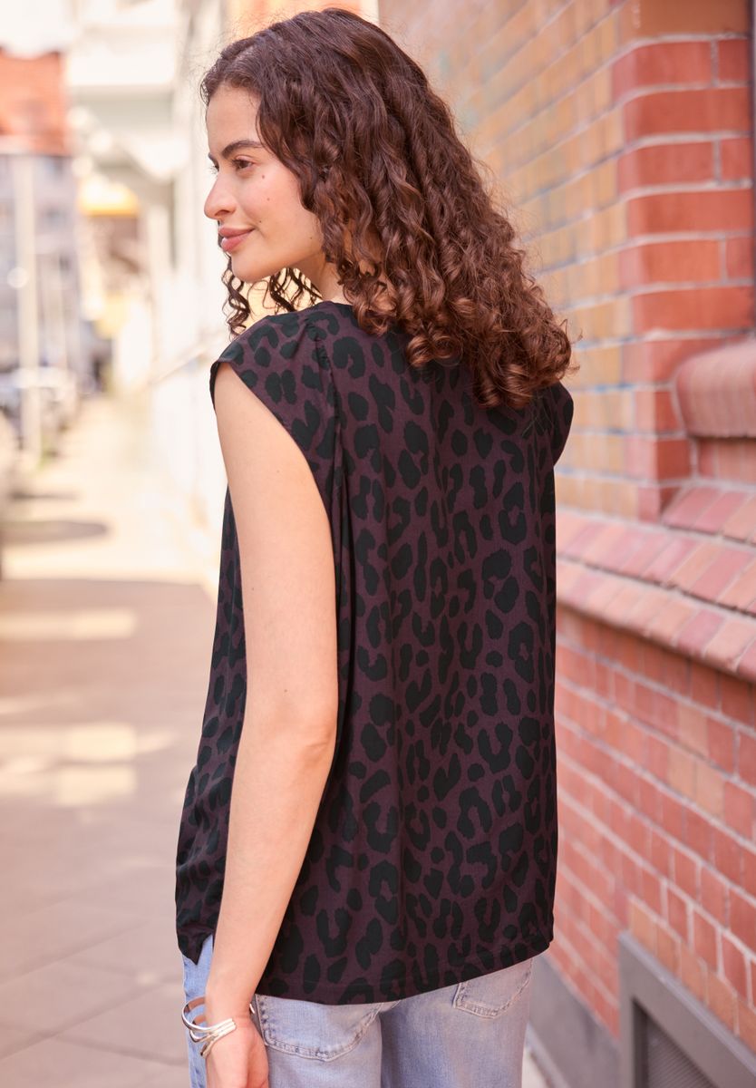 Dropped Shoulder Bluse mit Leo-Muster