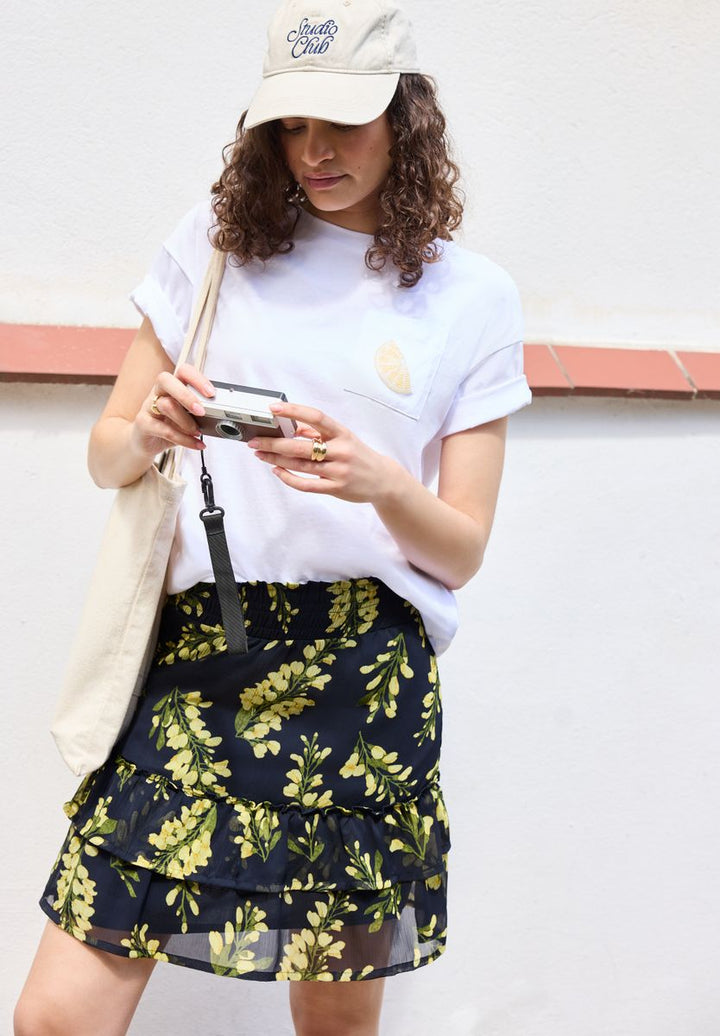 Knielanger Chiffon-Rock mit Print