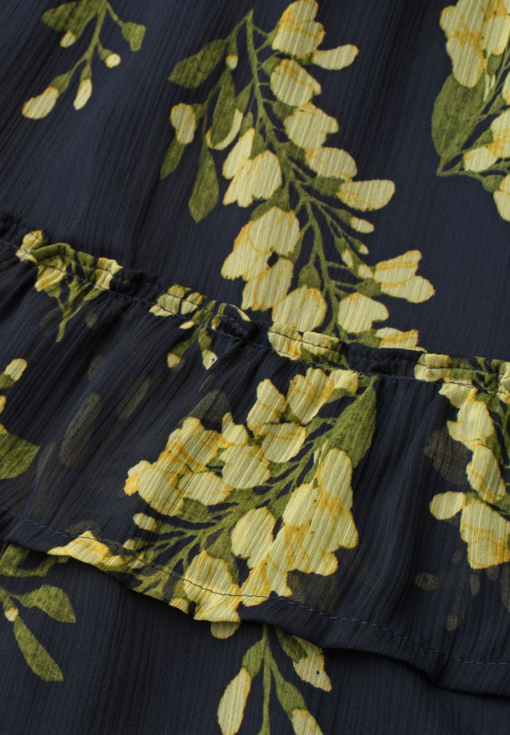Knielanger Chiffon-Rock mit Print