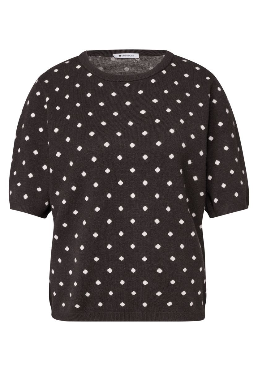 Kurzarm Pullover mit Rundhals und Muster