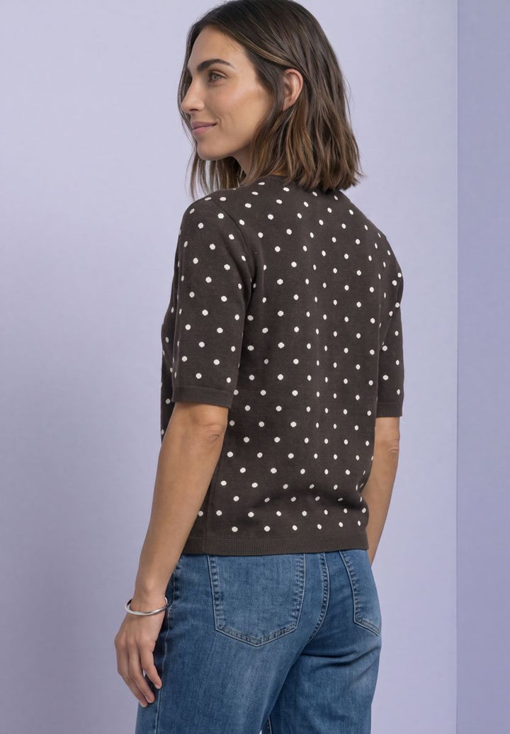Kurzarm Pullover mit Rundhals und Muster