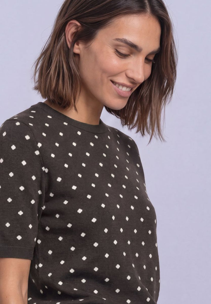 Kurzarm Pullover mit Rundhals und Muster