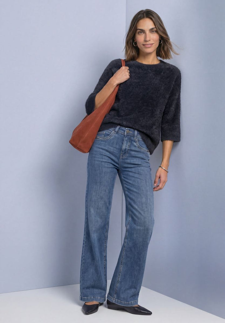 3/4-Arm Pullover mit Rundhals