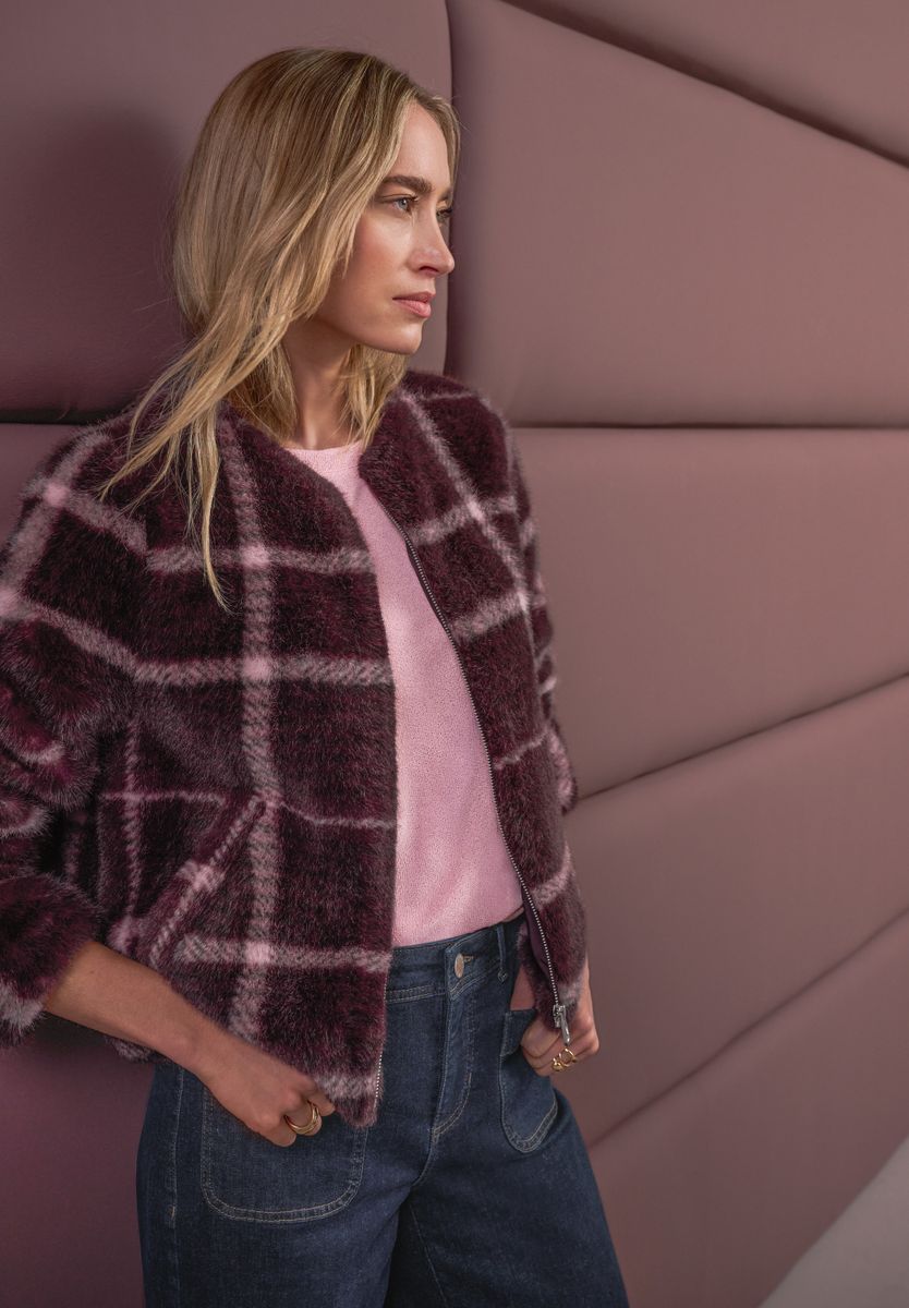 Jacke aus Fake Fur mit Muster