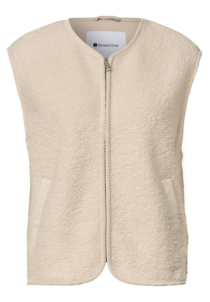 Teddy-Weste mit Zipper und Corddetails