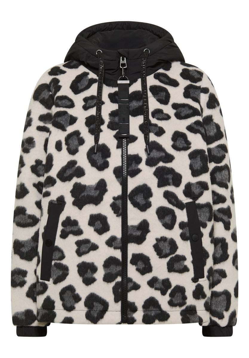 Jacke mit Wollanteil und Leo-Muster