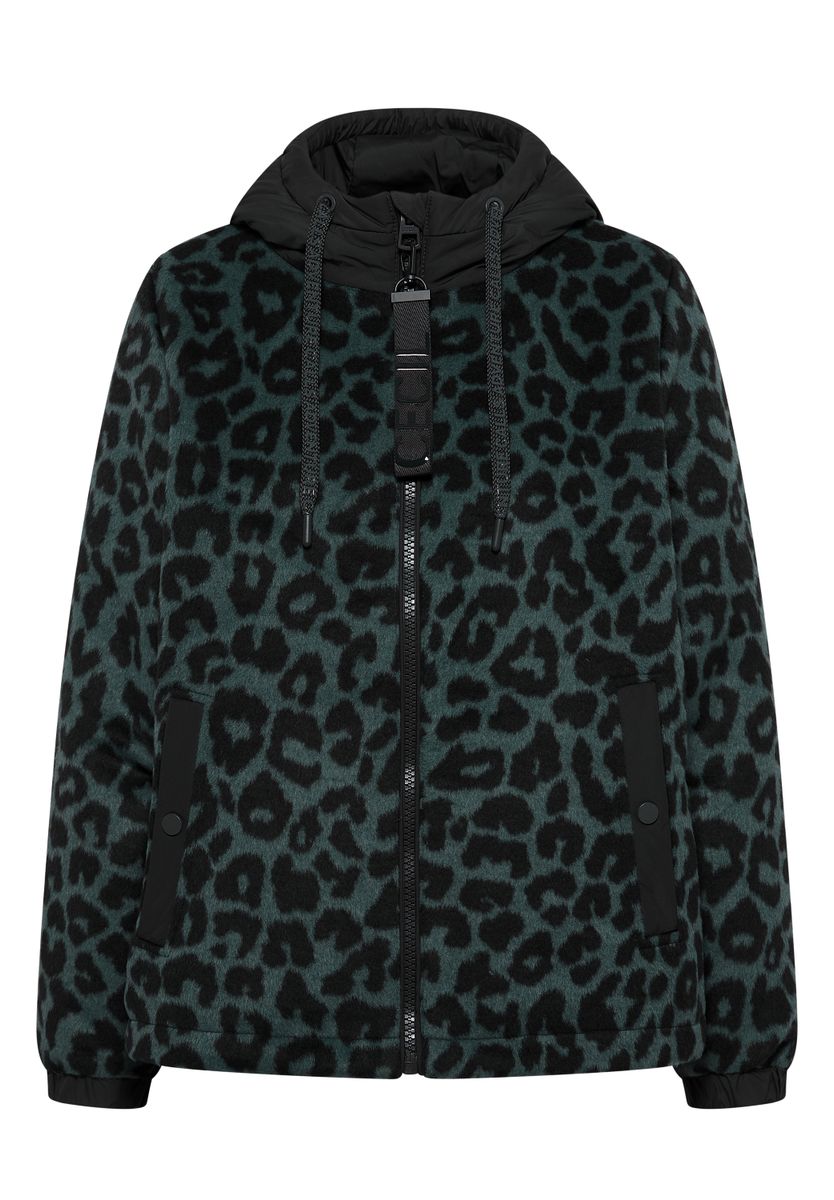 Jacke mit Wollanteil und Leo-Muster