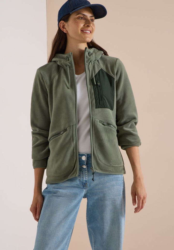 Jacke aus Fleece mit Kapuze