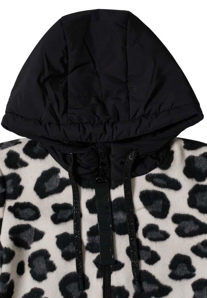 Jacke mit Wollanteil und Leo-Muster