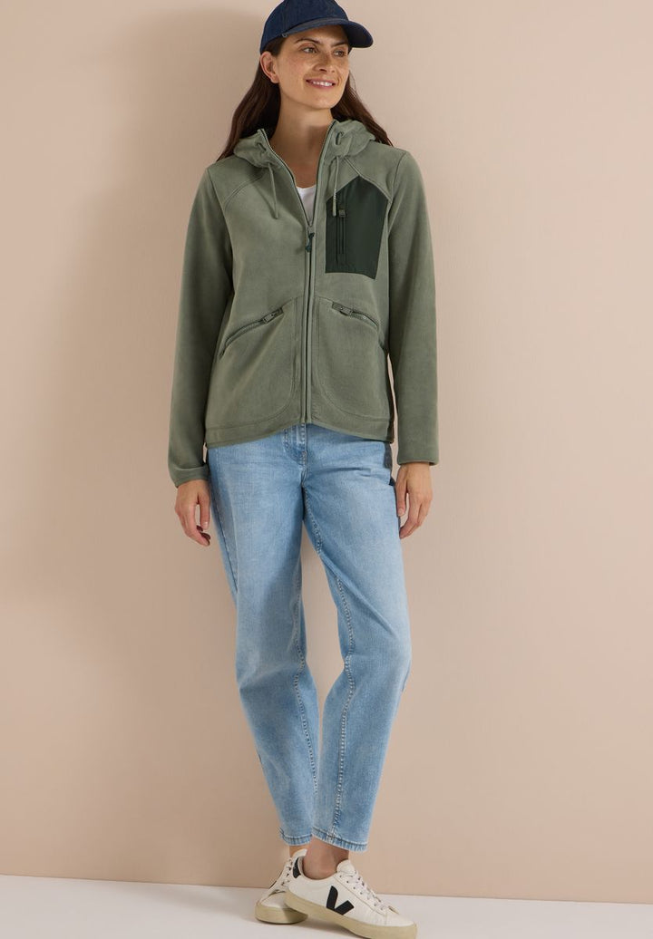 Jacke aus Fleece mit Kapuze