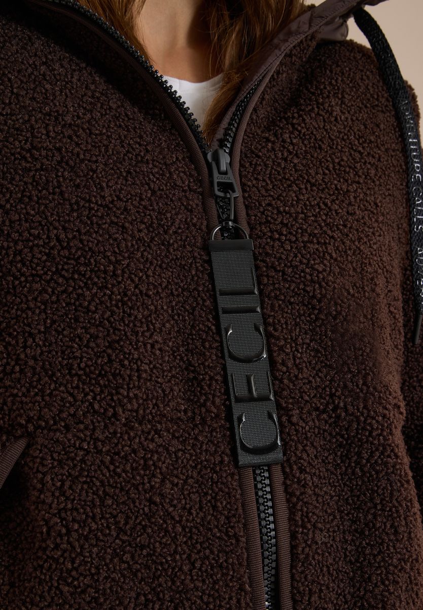 Strukturmix Teddy-Mantel mit Kapuze